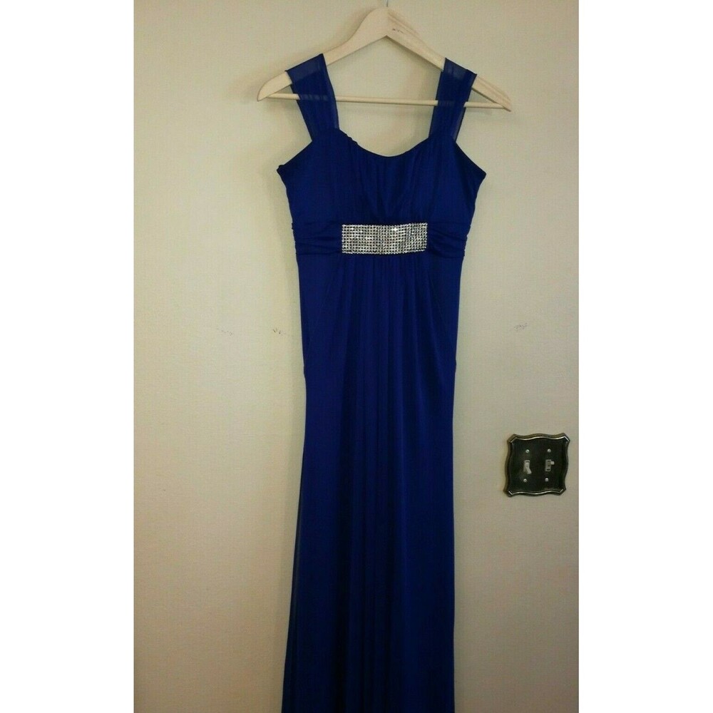 Womens Ynes Party Cocktail Decorated by Stones Royal Blue Dress Size 14